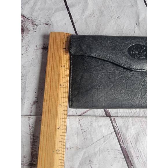 Buxton Julia Clutch Checkbook Wallet Navy Blue Leather Kisslock Coin Purse - Picture 10 of 10